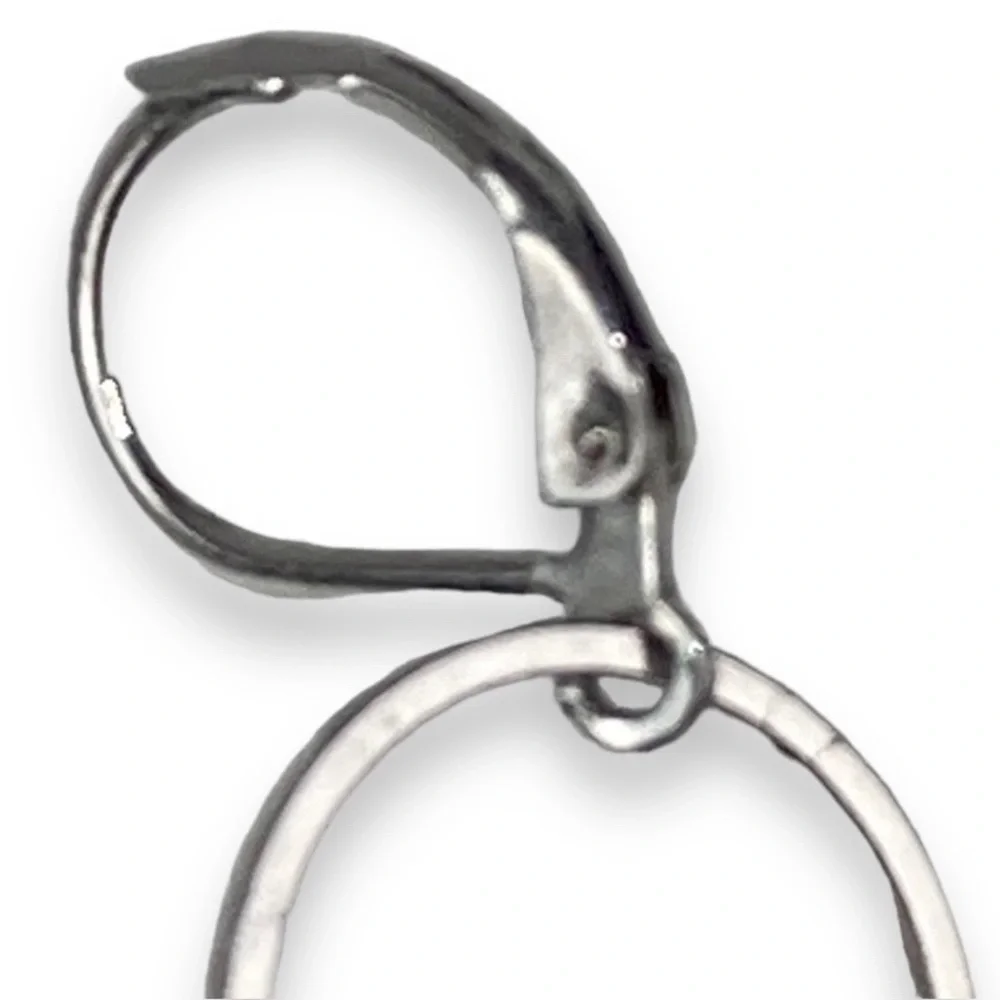 3 joint silver hoop Drop earrings with stones 2.5 inces